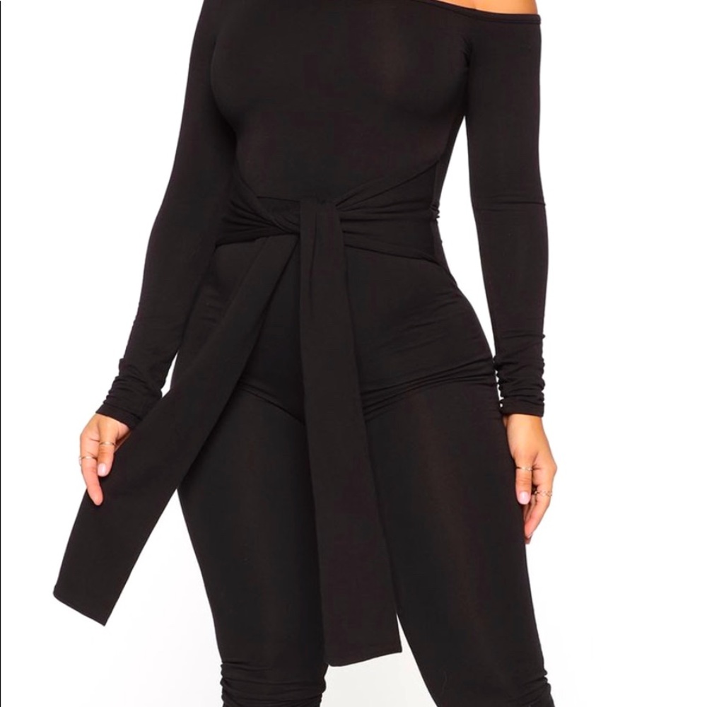 Fashion nova black wrap around jumpsuit